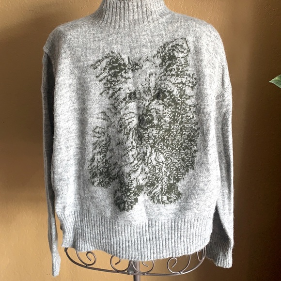 Anthropologie Moth Gray Dog Print Women's Sweater - Picture 1 of 4